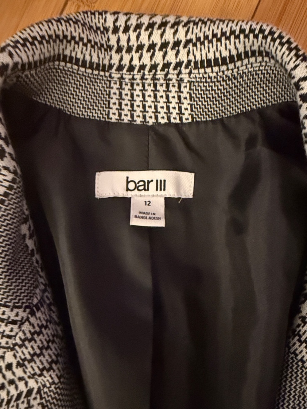 Bar III Black & Gray Plaid Double-Breasted Blazer - Picture 2 of 5